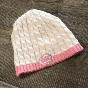 Penn State white & pink winter hat